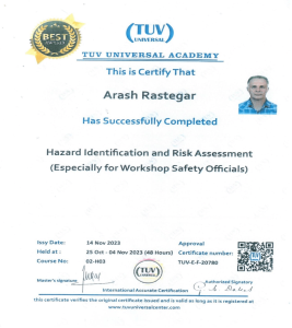 گواهینامه شناسایی خطرات و ارزیابی ریسک